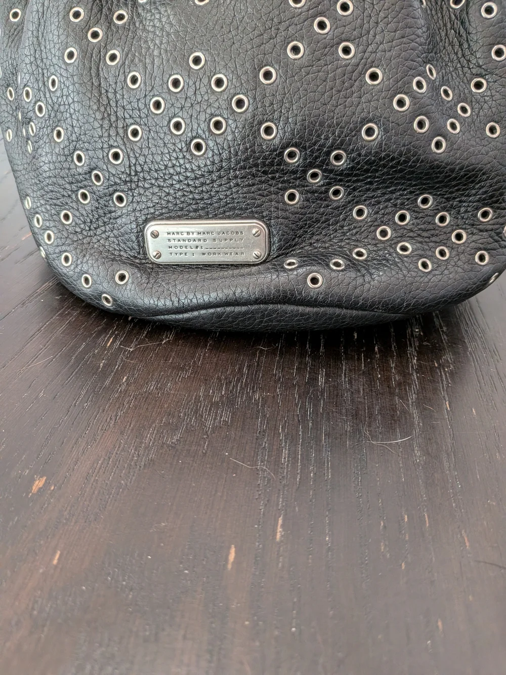 Marc by Marc Jacobs Black Leather Studded Bucket Shoulder Bag
